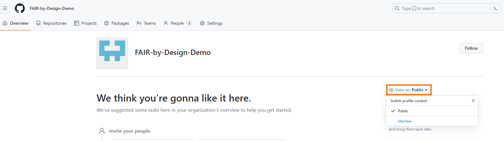 GitHub Screenshot - Modifying the Organization's Privacy Settings