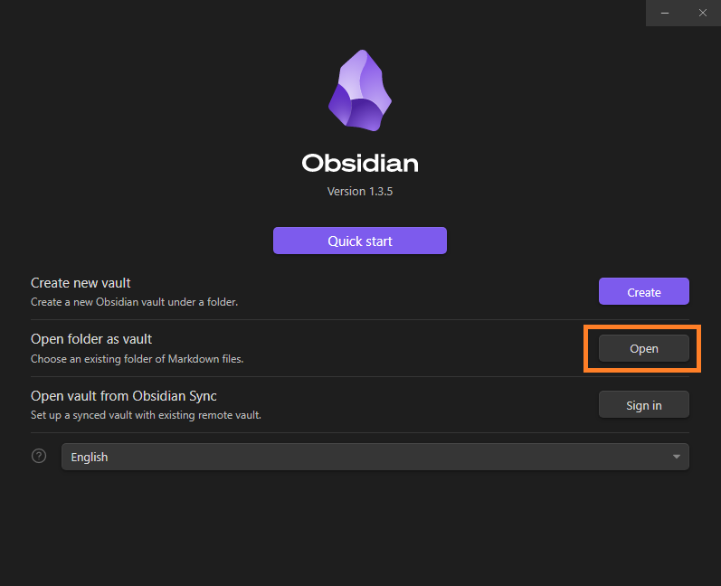 Obsidian - Opening an Existing Folder