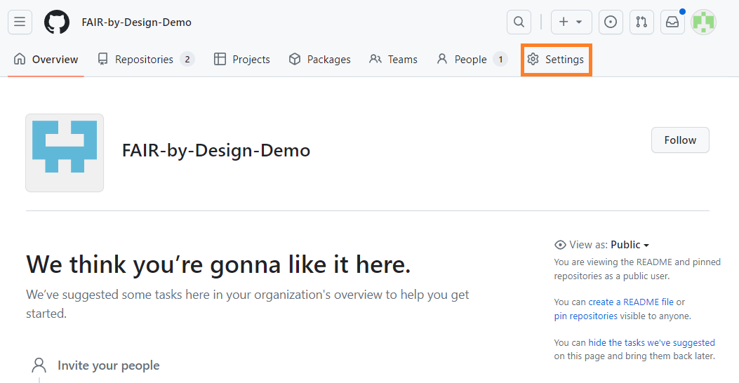 Landing Page of the GitHub Organization