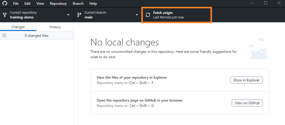 GitHub Desktop - Fetch Latest Changes from GitHub