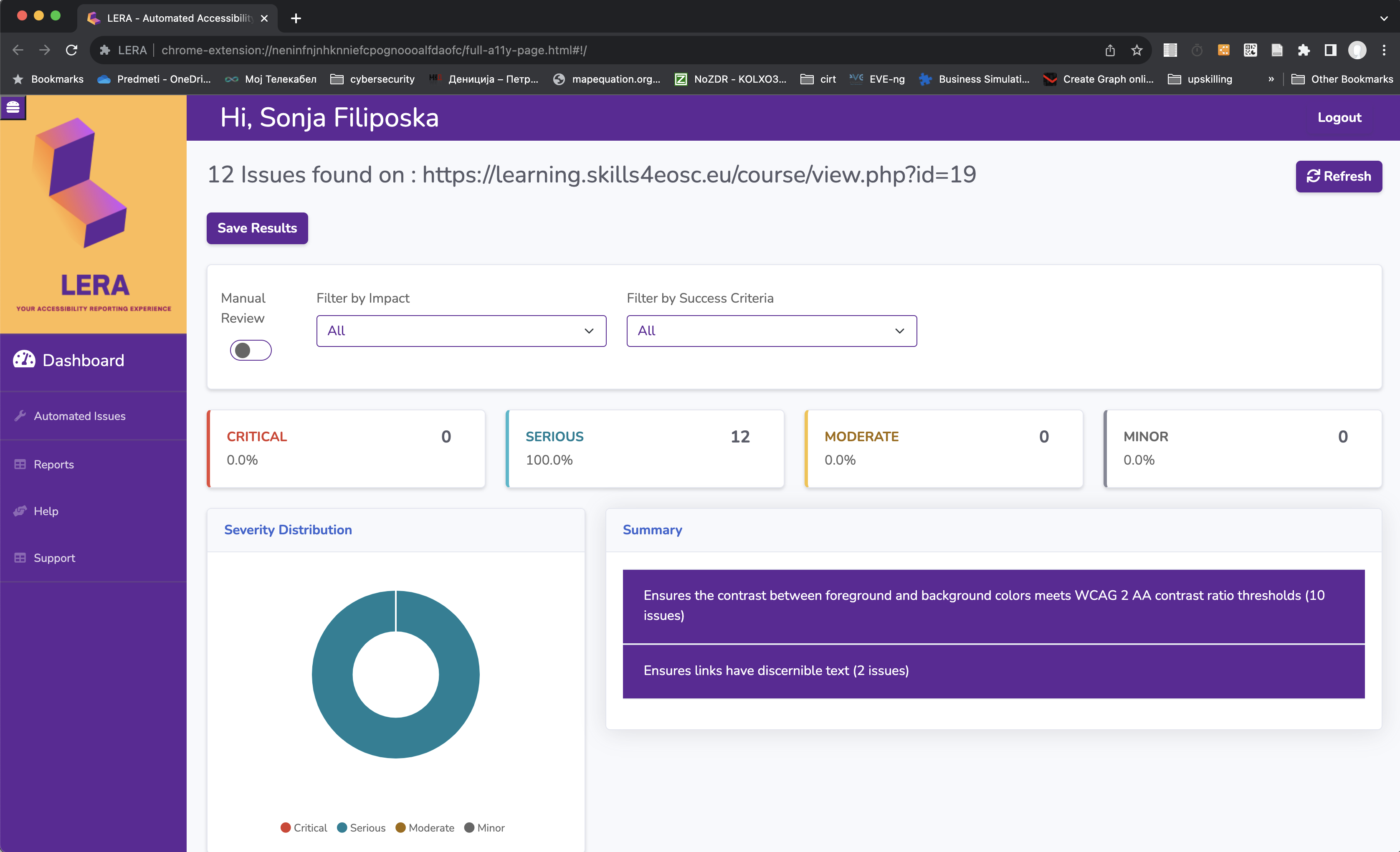 Example audit report generated by LERA