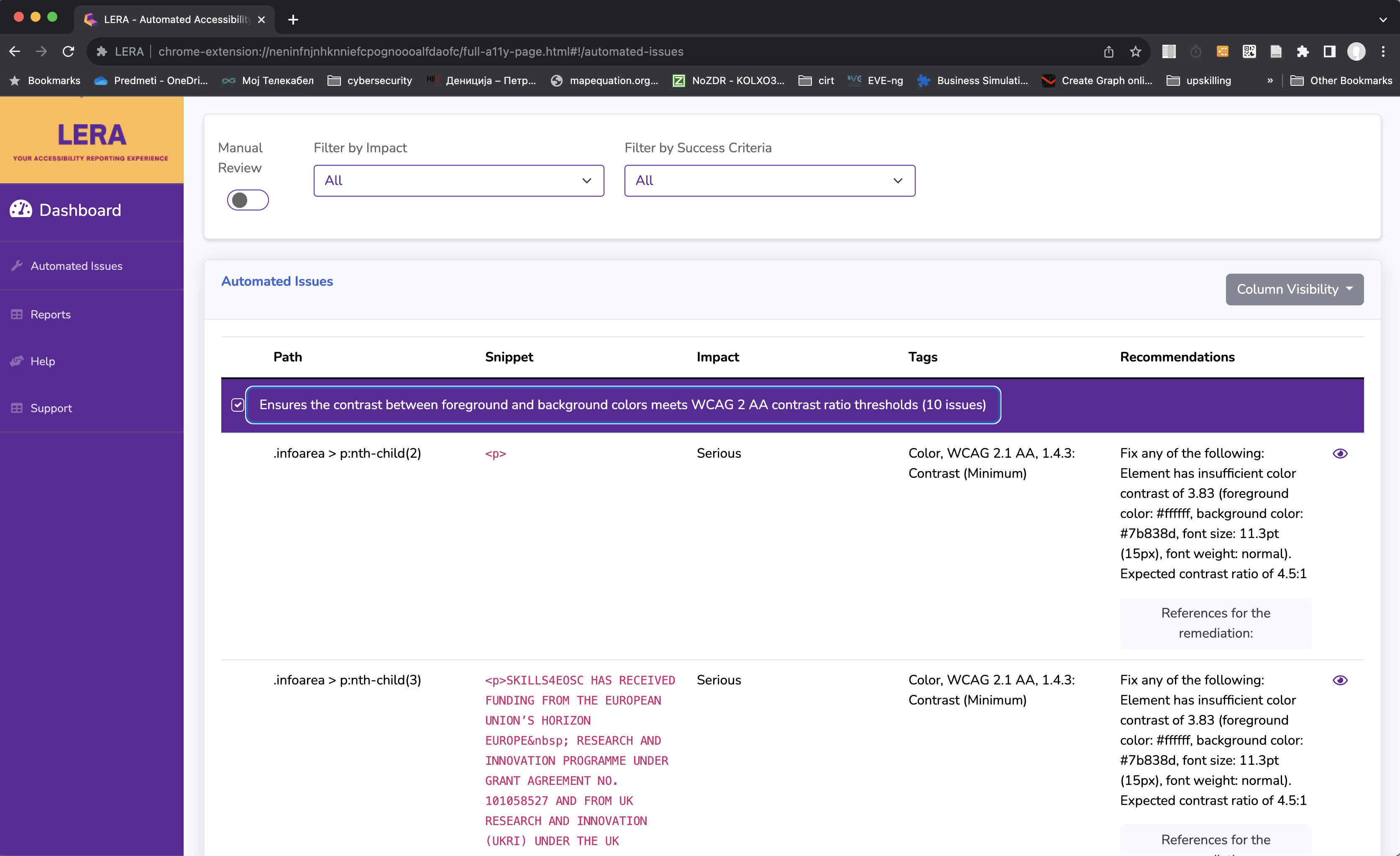 Accessibility issue details